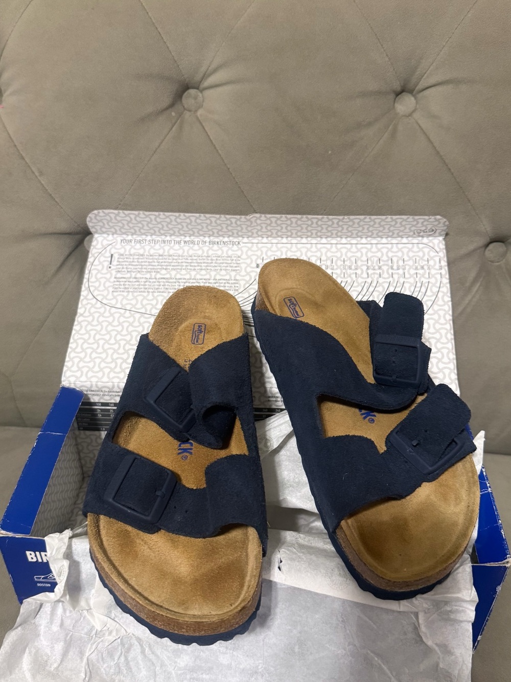 Birkenstock Navy Suede Two-Strap Sandals